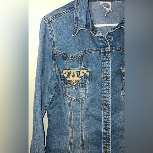 Diane Gilman Women’s Detailed Denim Long Sleeve Jacket! Size M. - Picture 6 of 15